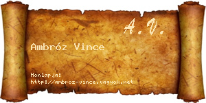 Ambróz Vince névjegykártya
